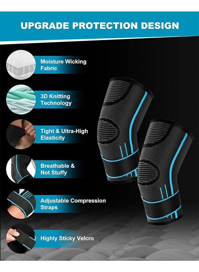 Elbow Support Brace with Strap - Elbow Compression Sleeve, Tennis Elbow Brace for Men Women Elbow Pads Soothing Joint Discomfort for Weightlifting Workouts Arm Brace Blue (Medium) - Image 5